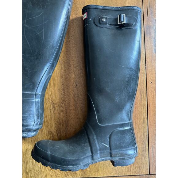 Hunter Original Gloss Tall Black Rain Boots W23616 US 7 - Picture 9 of 12